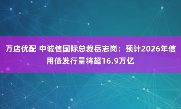 万店优配 中诚信国际总裁岳志岗：预计2026年信用债发行量将超16.9万亿