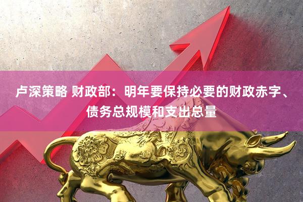 卢深策略 财政部：明年要保持必要的财政赤字、债务总规模和支出总量